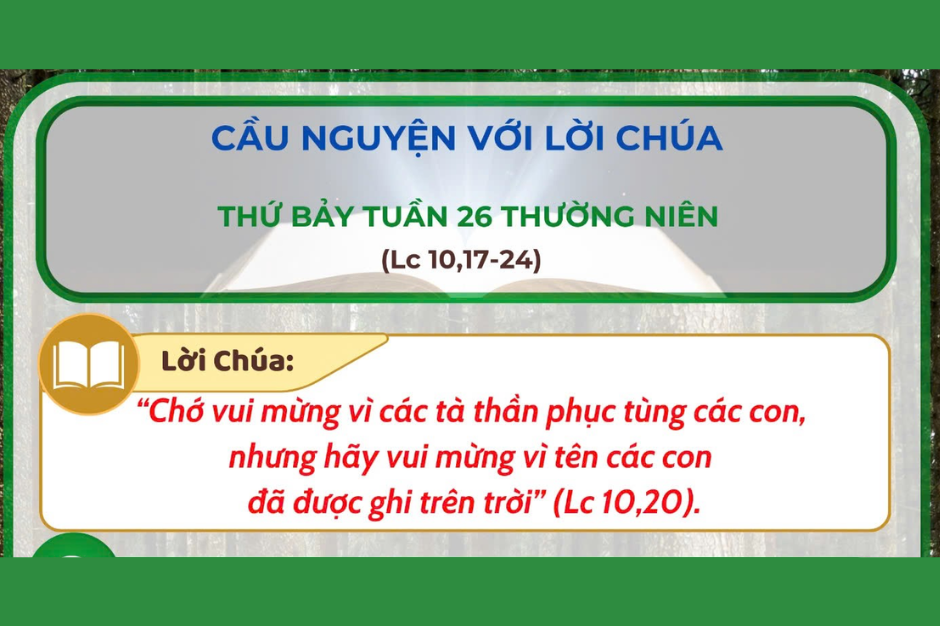 Cầu nguyện với Lời Chúa - Thứ Bảy tuần 26 thường niên