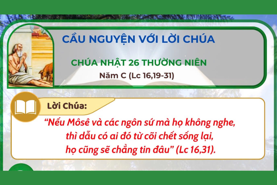 Cầu nguyện với Lời Chúa - Chúa Nhật tuần 26 thường niên - Năm C