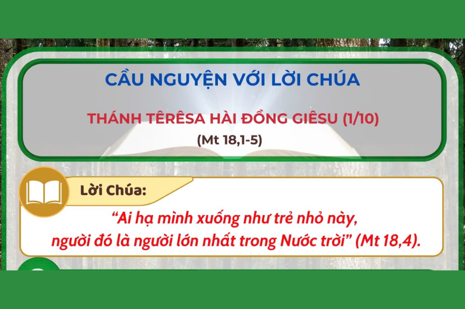 Cầu nguyện với Lời Chúa - Lễ kính Thánh Teresa Hài đồng Giêsu