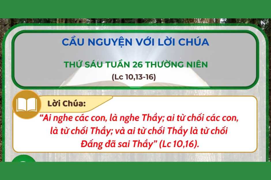 Cầu nguyện với Lời Chúa - Thứ Sáu tuần 26 thường niên