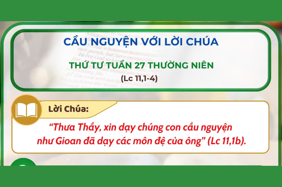 Cầu nguyện với Lời Chúa - Thứ Tư tuần 27 thường niên